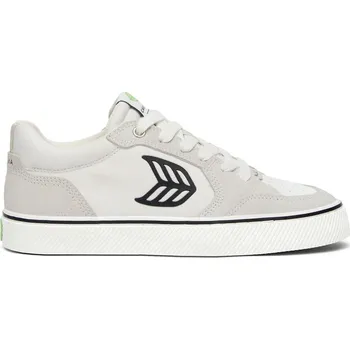 Pánské tenisky Pánské volnočasové boty Cariuma VALLELY PRO Vintage White Suede and Off-White Cordura Black Logo Sne