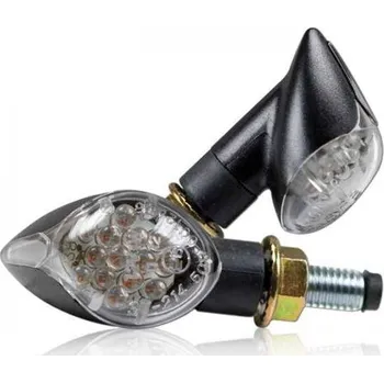 Osvětlení pro motocykl HSM LED blinkry Knob na motorku, čiré sklo, černá, M8