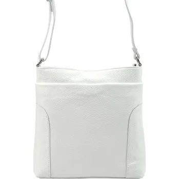 Kabelka Dámská kožená kabelka Patrizia 417-013 bílá crossbody s přídavným popruhem a vnější kapsou