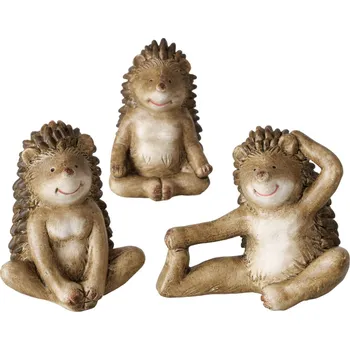 Zahradní úložný box Zahradní figurka z polyresinu Hugy, sada 3ks, 8 cm, hnědá