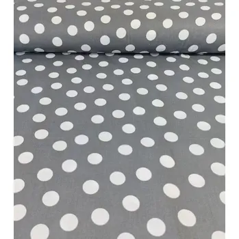 Bavlněná látka puntíky bílé na šedé 2,5 cm 2,5 cm plátno 150cm | RTex