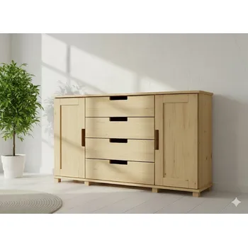 Komoda Kombinovaná komoda z masivu FELIX Z4 160x100 cm Barevné provedení: Přírodní - hl. 42 cm