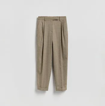 Dámské kalhoty Reserved - Jemně kostkované kalhoty - hnědá - 728JC-88X - 728JC-88X-S