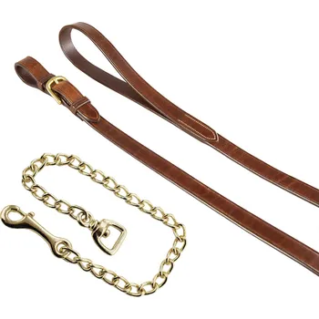 EQUESTRO Vodítko s řetízkem Brass Equestro, kožené, FULL, cognac