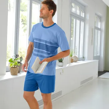 Pánské kraťasy Pruhované pyžamo se šortkami modrá 78/86