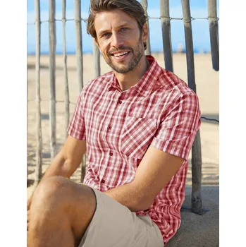 Dámská košile Kostkovaná košile s krátkými rukávy, s motivem drobné kostky bordó 51/52