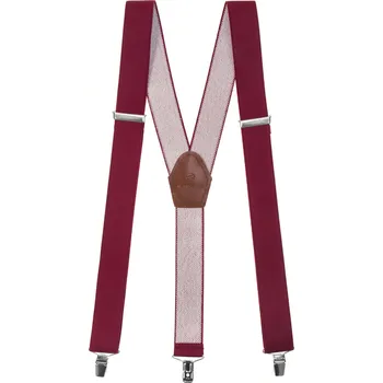 Kšandy Avantgard Šle Y s koženým středem a zapínáním na klipy - 35 mm, 856-902263, Bordó, tmavě hnědá kůže