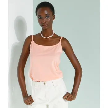 Top s úzkými ramínky, z bio bavlny broskvová 50