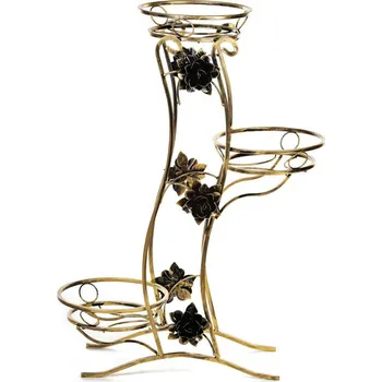 Stojan na květiny STOJAN NA KVĚTINÁČ FALA 100X70X30 CM ZLATÁ