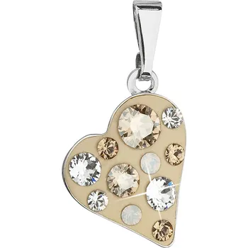 Přívěsek Evolution Group s.r.o. Přívěsek bižuterie se Swarovski krystaly hnědé srdce 54027.3 sun