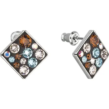 Náušnice Evolution Group s.r.o. Náušnice bižuterie se Swarovski krystaly modré kosočtverec 51032.3 aqua