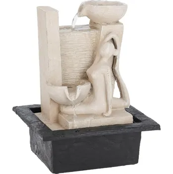 Zahradní úložný box Zahradní fontána s osvětlením Yogi1, 21,5x18x28,5 cm, polistone, béžová