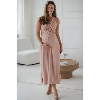 Těhotenské šaty Milk & Love Elegantní těhotenské a kojící šaty 3v1 Loop MAXI pudrově růžové Velikost: S