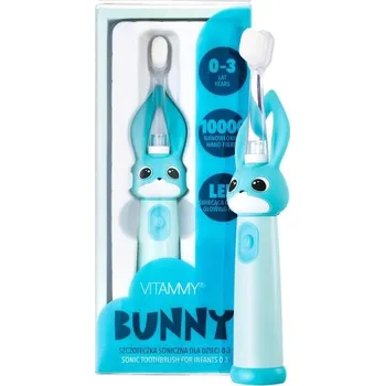 Péče o chrup Elektrický zubní kartáček VITAMMY Bunny s LED světlem a nanovlákny, 0-3 roky, blankyt