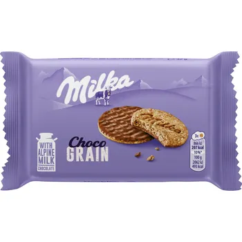 Milka Choco Grain sušenky polomáčené, mléčná čokoláda 42g cena za kartonové balení (Kartonové balení : 24 ks)