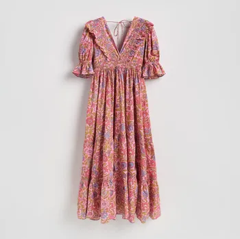 Dámské šaty Reserved - Vzorované šaty - zelená - 527IY-77X - 527IY-77X-XS