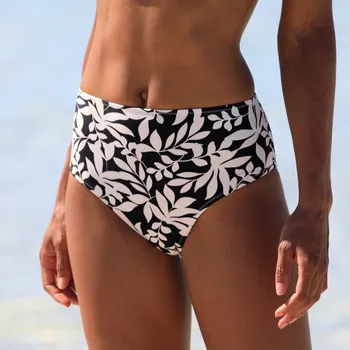 Dámské spodní prádlo Plavkové kalhotky s vysokým pasem a potiskem Linao černá/režná 50