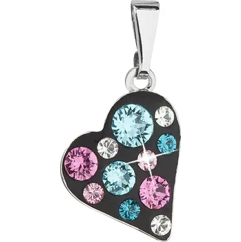 Přívěsek Evolution Group s.r.o. Přívěsek bižuterie se Swarovski krystaly modré srdce 54027.3 jet mix