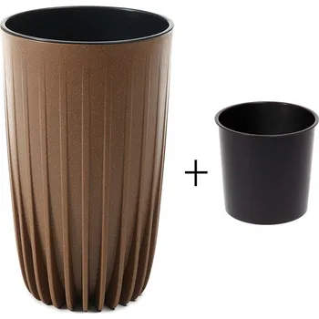 Květináč PLASTOVÝ KVĚTINÁČ STRIPPED ECO 51X30 CM HNĚDÁ