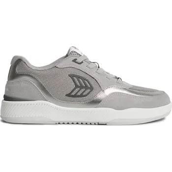 Dámské tenisky Dámské volnočasové boty Cariuma UBA Light Grey Suede and Mesh Charcoal Grey Logo Silver Accents Snea