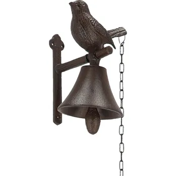 Zahradní úložný box Zahradní zvonek Bird, 20x12 cm, litina, hnědá