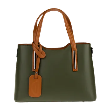 Kabelka NovaKabelka.cz Kožená italská kabelka Isidora Verde Scura Camel Piccola