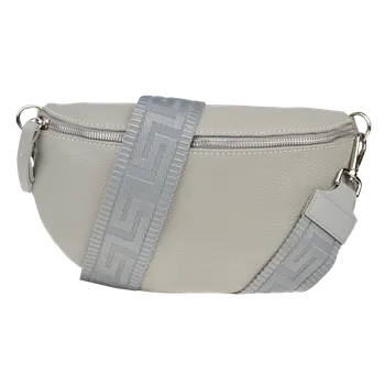 Kabelka NovaKabelka.cz Kožená italská crossbody kabelka Reni Grande Grigia Nuvole s přídavným popruhem
