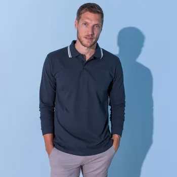 Pánské tričko Polo tričko s pruhovaným límečkem a dlouhými rukávy námořnická modrá 97/106