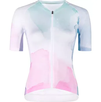 cyklistický dres dres FORCE SPLASH LADY kr. rukáv, růžovo-modrý M