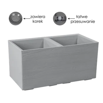 Květináč KVĚTINÁČ KARO 800X400MM DESKA RECYCLED ŠEDÁ*78923