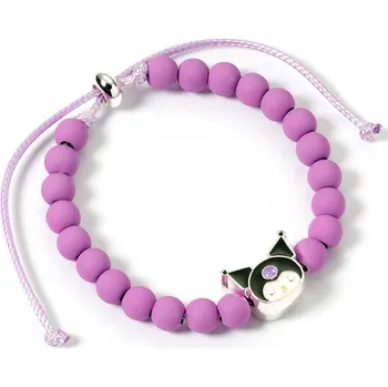 Módní doplněk Fialový korálkový náramek Hello Kitty s přívěskem Kuromi