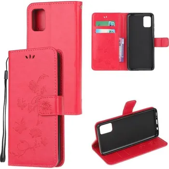 Pouzdro na mobilní telefon Flower PU kožené peněženkové pouzdro na mobil Samsung Galaxy A52 5G/4G/A52s 5G - červené