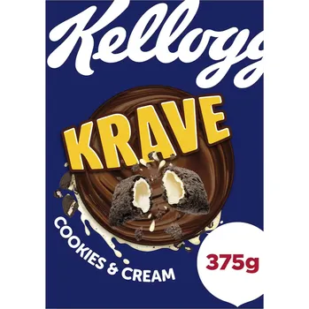 Kellogg's Krave cereální polštářky s náplní s příchutí sušenek a krému 375 g PM