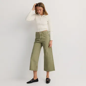 Dámské džíny Reserved - Džíny high waist s širokými nohavicemi - zelená - YR248-87J - YR248-87J-36