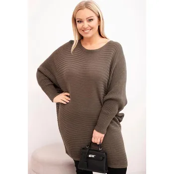 Dámský svetr Oversize pončo svetr model PLS03 barva mocca