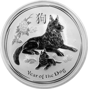 Stříbrná investiční mince Year of the Dog Rok Psa Lunární 10 Oz 2018