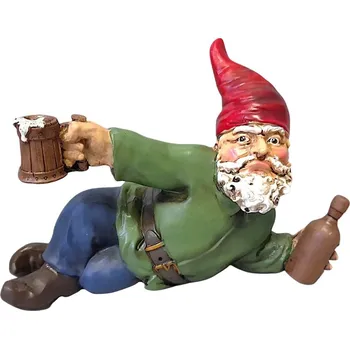 Dekorace jezírka Prodex Trpaslík s lahví a půllitrem 24 x 19 cm PRODEX A00897