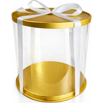 Krabice na pečivo Cake star dortový box zlatý kulatý 31x46cm - bez stuhy