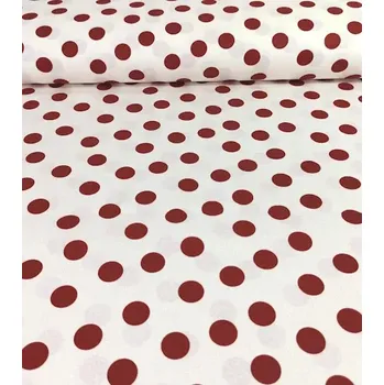 Bavlněná látka puntíky červené na bílé 2,5 cm plátno 150cm | RTex