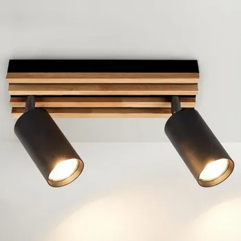 Bodové svítidlo Brilagi - Bodové svítidlo SELE WOOD 2xGU10/30W/230V černá/dřevo