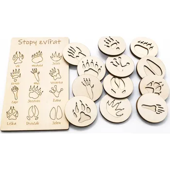 Dřevěná hračka Stopy zvířat – hmatová sada ze dřeva