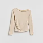 Reserved - Tričko s dlouhými rukávy a vysokým podílem viskózy - béžová - 329JX-08M - 329JX-08M-XL