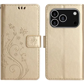 Pouzdro na mobilní telefon Flowers knížkové pouzdro na iPhone 17 Pro - zlaté