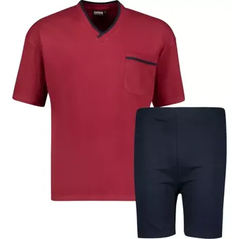 Pánské pyžamo Velké pánské pyžamo Adamo 119261-590 s krátkým rukávem bordó (4XL)