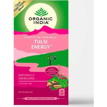 Nápoj TULSI ENERGY - energie - porcovaný čaj BIO 25 x 2 g ORGANIC INDIA
