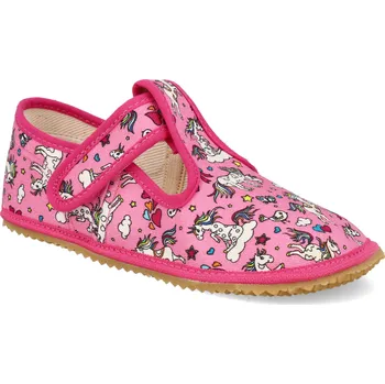 Dívčí obuv Barefoot dětské přezůvky Beda - Širší typ Crazy unicorn růžové Velikost: 27