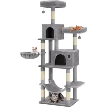 Škrabadlo pro kočky s hamakem a domečkem, 196 cm