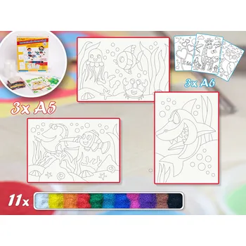 kreativní sada Radost v písku Základní sada MOŘE - Barevné pískování obrázků