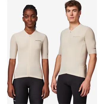 cyklistický dres VAN RYSEL Unisex dres na silniční cyklistiku s krátkým rukávem EDR Ultra M BÉŽOVÁ