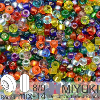 Korálek Korálky Miyuki Round 8/0. Barva MIX 14 Rainbow. Balení 5g